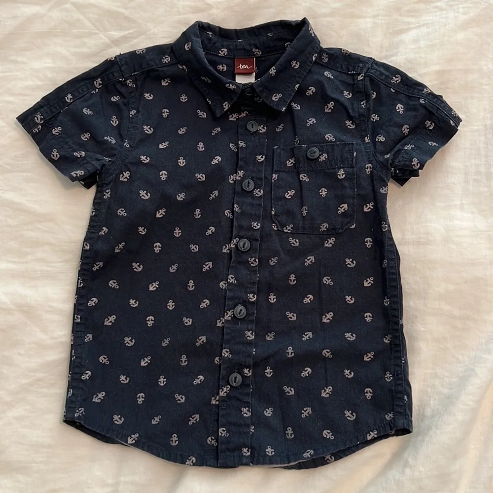 Boys Anchor Button Down Shirt